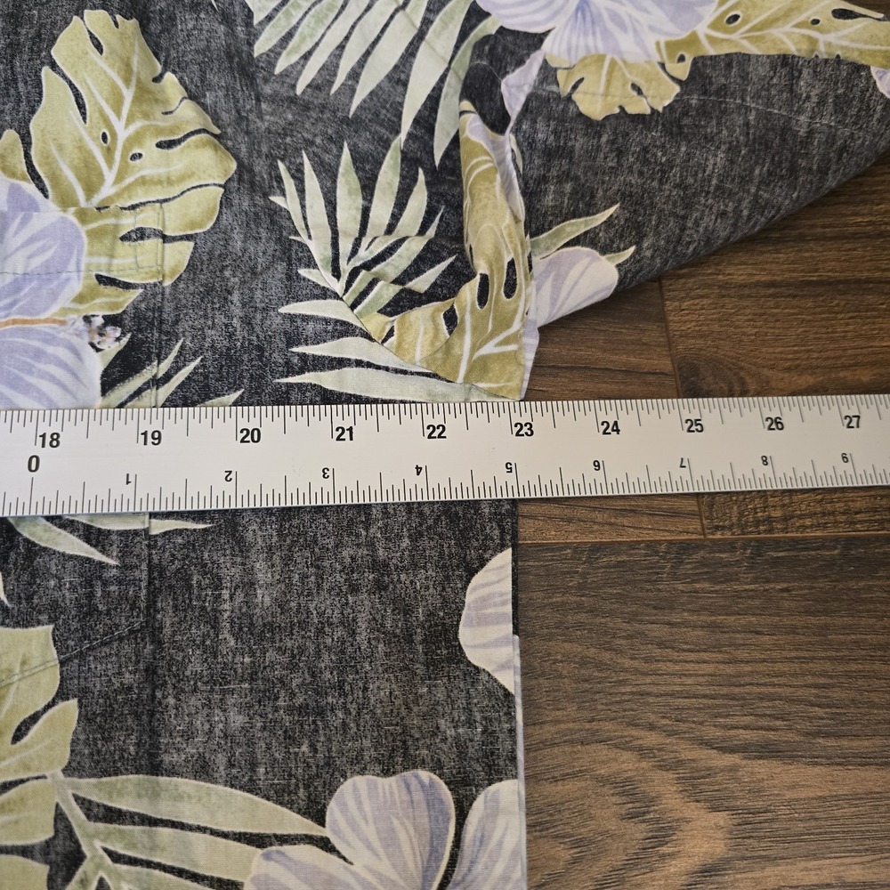 Tori Richard XL Hawaiian Shirt‎ Black Burnt Out Floral Blue Green Aloha - Picture 8 of 8